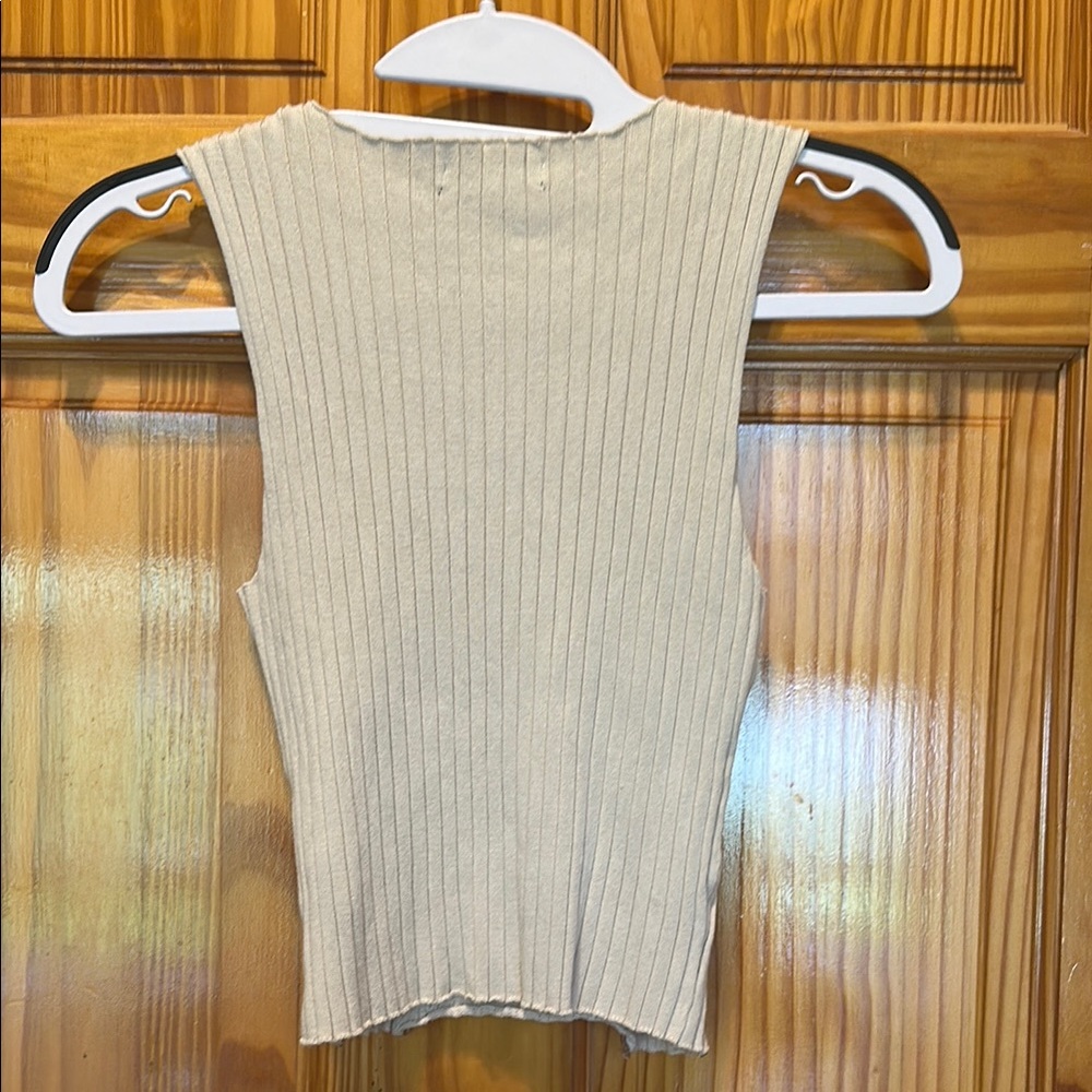 Forever 21 Cream Ribbed Ruffled Tank Top - Picture 3 of 3